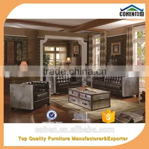 Jane European Style Cheap Living Room Furniture Design Center Table Trunk With Genuine Leather Covered thumbnail-6