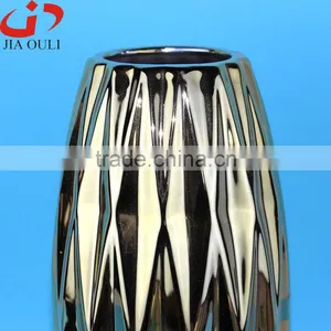 High Quality Home Decor Silver Plate Ceramic Vase, Plating Vase thumbnail-3