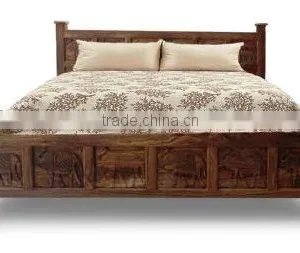 Latest Design Carved Wooden Queen Size Bed thumbnail-1