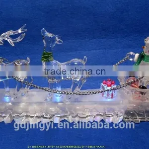 12.5inch Acrylic Led Double Deer and Snowman Standing Ice Pedestal for Table Decoration thumbnail-1