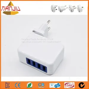 5В 4А зарядное устройство для стенки с 4 портами USB и заменяемыми вилками для розеток стандарта EU thumbnail-3