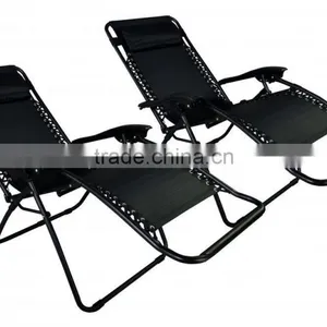 2 Pack Garden Folding Black Infinity Zero Gravity Lounge Chair thumbnail-1