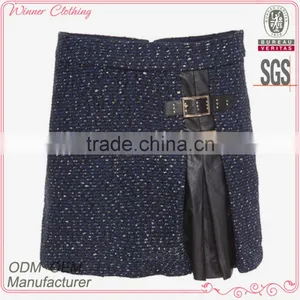 Women Apparel Ladies Fashion New Skirt Blue and Black Contrast Mini Skirt Women Short Straight Skirt thumbnail-1