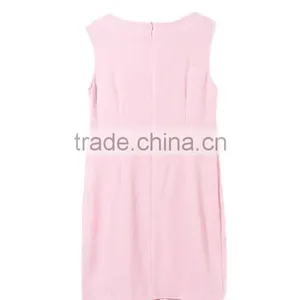 High Fahsion Stylish Sleeveless Round Beaded Flower Neck Design Pink Color Plus Size Women Clothing thumbnail-3