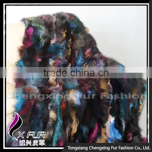 CX-D-124 Colorful Hand Patchwork Thick Genuine Fox Fur Rug Rugs thumbnail-5