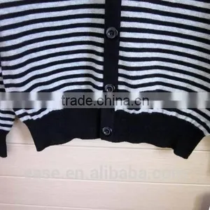 Thin Stripes Black and White Classic Cardigan Men's Button up Sweater thumbnail-2