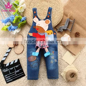 Spring Stylish Baby Jeans Cute Animal Pattern Overalls Children Denim Overalls Fashion Strap Jeans thumbnail-1