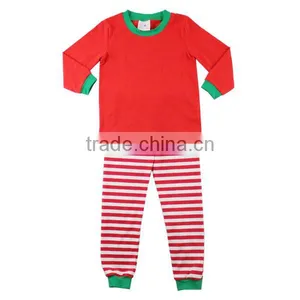 2017 Wholesale Baby Stripe Cotton Knit Soft Sets Kids Christmas Pajamas thumbnail-1