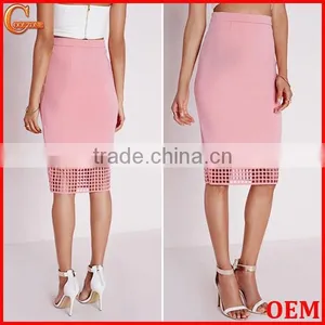 Wholesale High Waist Grid Pattern Pencil Skirt Lady Midi Skirts thumbnail-1