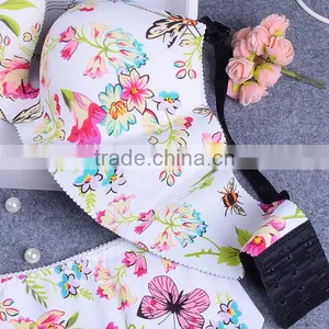 Floral Print Sexy Fancy Bra Panty Set Ladies Underwear Sexy Bra and Panty New Design Women Set Bra Underwear thumbnail-3