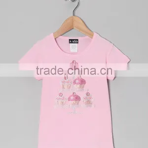 2016 Pink Girls T Shirts With Tiered Cupcake Platter Cute Baby Girl Tee Fancy Children Clothing GT90423-24 thumbnail-1