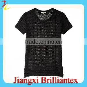 Romanas Blank Black t Shirt Organic Cotton t Shirts Wholesale Mesh t Shirt Women thumbnail-1