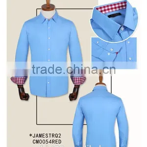 100% Cotton Blue Poplin Custom Made to Measure Custom Mens Dress Shirt thumbnail-1
