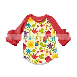 Wholesale Baby Ruffle Raglan T-shirt for Girls With Bunny thumbnail-3