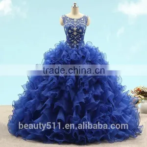 2017 New Style Quinceanera Gowns Sheath Sweetheart Tulle With Beading Long Formal Quinceanera Party Prom Dress thumbnail-1
