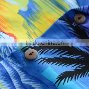 OEM Custom Coconut Button Print Boys Aloha Shirts thumbnail-4