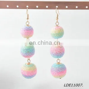 2017 Bon Bon Style Thread Wrapped Ball Drop Earrings thumbnail-5