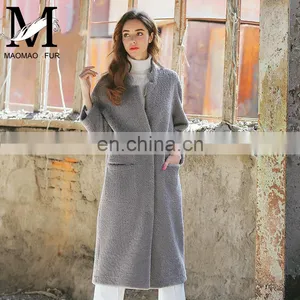 Hot Selling High Quality Wholesale Winter Sheepskin Women Long Leather Coat thumbnail-1