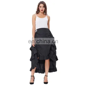 Belle Poque Retro Vintage Gothic Womens Costume Cotton Black High Low Skirt BP000222-1 thumbnail-3