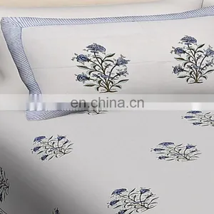 100% Cotton Indian Rajasthani Jaipuri Handmade Design Luxury Double Bed Sheet With 2 Pillow Covers thumbnail-2