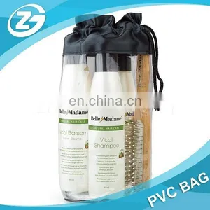 PVC Vinyl Soft Bag Drawstring Closure Cosmetic Pouch thumbnail-1