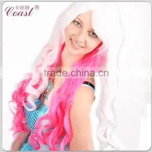 Long Beauty Curly White and Pink Cosplay Wigs thumbnail-2