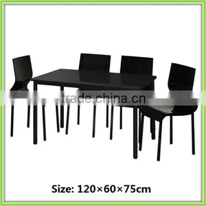 Modern Design Black High Gloss MDF Board Restaurant Dining Set thumbnail-1