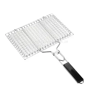 Portable Easy-to-flip With Removable Handle Grill Basket Fish Grill Non-Stick Foldable Nets thumbnail-1