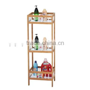 3-tier White Bamboo Bathroom Shelf thumbnail-1