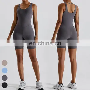 Custom Workout Wear Sport Outdoor Running Quick Dry Rompers Bodysuit Gym Fitness Jumpsuits One Piece Yoga Jumpsuit For Women thumbnail-4