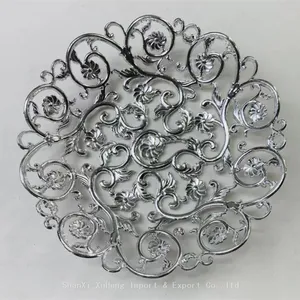 Wedding Gift Decoration Hollow Out Fruit Plate Silver Snack Tray Plate Storage Decorative Plastic Tray thumbnail-1
