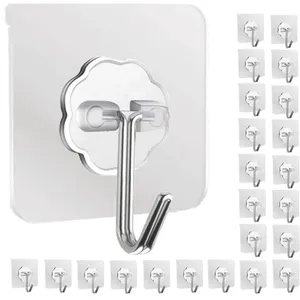 Adhesive Hooks, Sticky Hooks, Transparent Reusable Removable Adhesive Hooks for Hanging, Wall Hooks for Hanging Can be Use for Kitchen Bathroom Shower Outdoor Home Improvement thumbnail-1