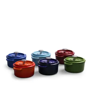 1qt Mini 10cm Enamel Cast Iron French Oven Dutch Oven Casserole Pot Cocotte 1L thumbnail-1
