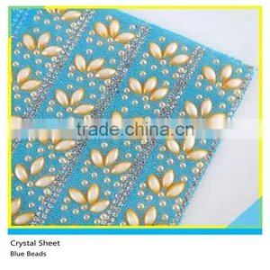 High Quality Ceramic Mix Blue Beads Crystal Rhinestone Sheet 24*40 cm thumbnail-1