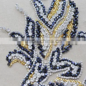 Beautiful Sewing on Mesh Dress Beaded Rhinestone Sew on Bling Applique WDP - 017 thumbnail-6