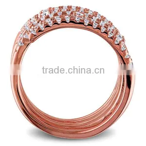 Rose Plated Silver Cubic Zirconia Semi Eternity Spiral Long Finger Ring thumbnail-3