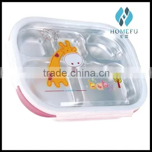 Stainless Steel Square Insulated Food Packaging Lunch Box With pp Plastic Cover for Children Quality Choice thumbnail-3