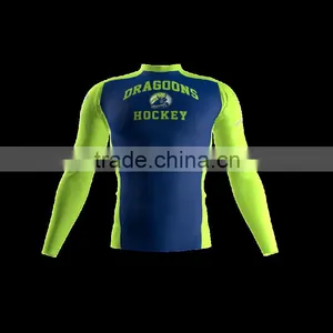 Polyester Spandex Long Sleeves Dragoons Compression Shirt/Rash Guard With Club Logo Player Name and Numbers at Sleeves thumbnail-1