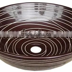 Round Painted Bathroom Sink Porcelain Sinks thumbnail-1