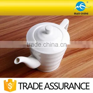 Fashionable Domestic White Ceramic Teapot With Stripe thumbnail-2