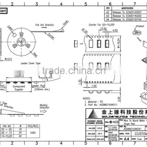 Pitch 1.0 mm Wafer Connector, SMT Right Angle Type, 2 ~ 15, 20 Pin Connector Wire to Board thumbnail-4