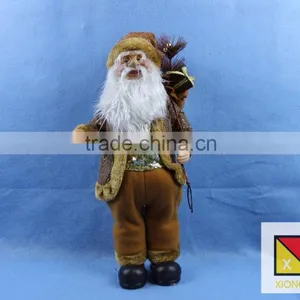 ]Natural Country Brown Standing Santa Claus Christmas Figure With Gift Bag thumbnail-1