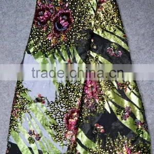 Guangdong Supplier High End Multicolor African Styles Velvet Lace Fabrics With Jewellery thumbnail-3