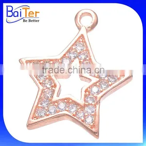 White Gold Plated Micropave Cubic Zirconia CZ 925 Sterling Silver Created Diamond Star Pendant thumbnail-2