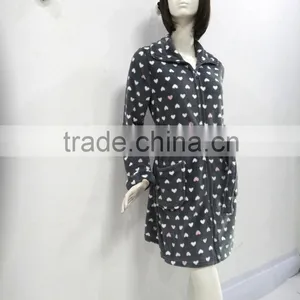 Lovely Bind Lapel Loveing Heart Gray Robe With Two Big Pockets Woman thumbnail-3