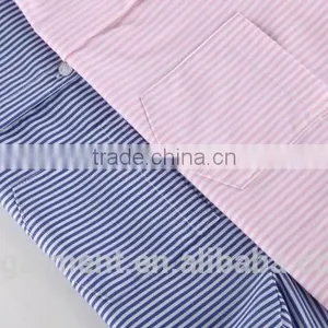 2015 Classic Women Long Sleeve Blue White Stripe Shirts and Tops thumbnail-3