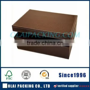 Brown Large Capacity Leather Box for Hamper Wholesale thumbnail-1