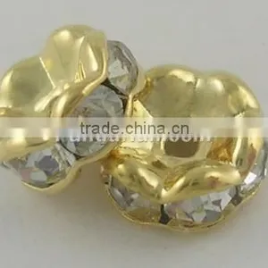 Middle East Rhinestone,Clear, Copper, Golden, Nickel Free, About 6mm in Diameter, 3mm Thick; Hole: 1mm (RSB028NF-01G) thumbnail-1