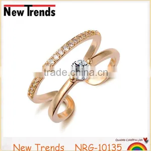 New Design Inlaid Zircon Rose Gold Simple Style Open Ring for Woman thumbnail-3