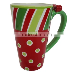 Hand-painted 16oz Ceramic Mug With Unique Handle thumbnail-1